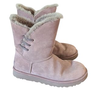 UGG Women's Pink Suede Shearling Winter Boots